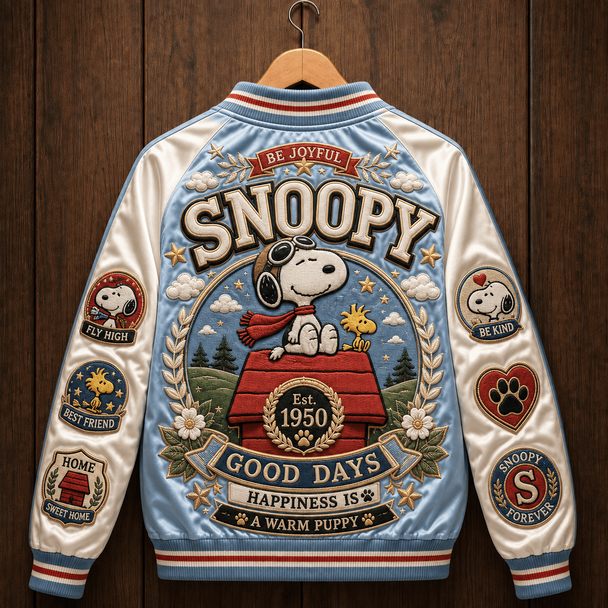 PREMIUM SPNY SATIN BASEBALL JACKET LNTH